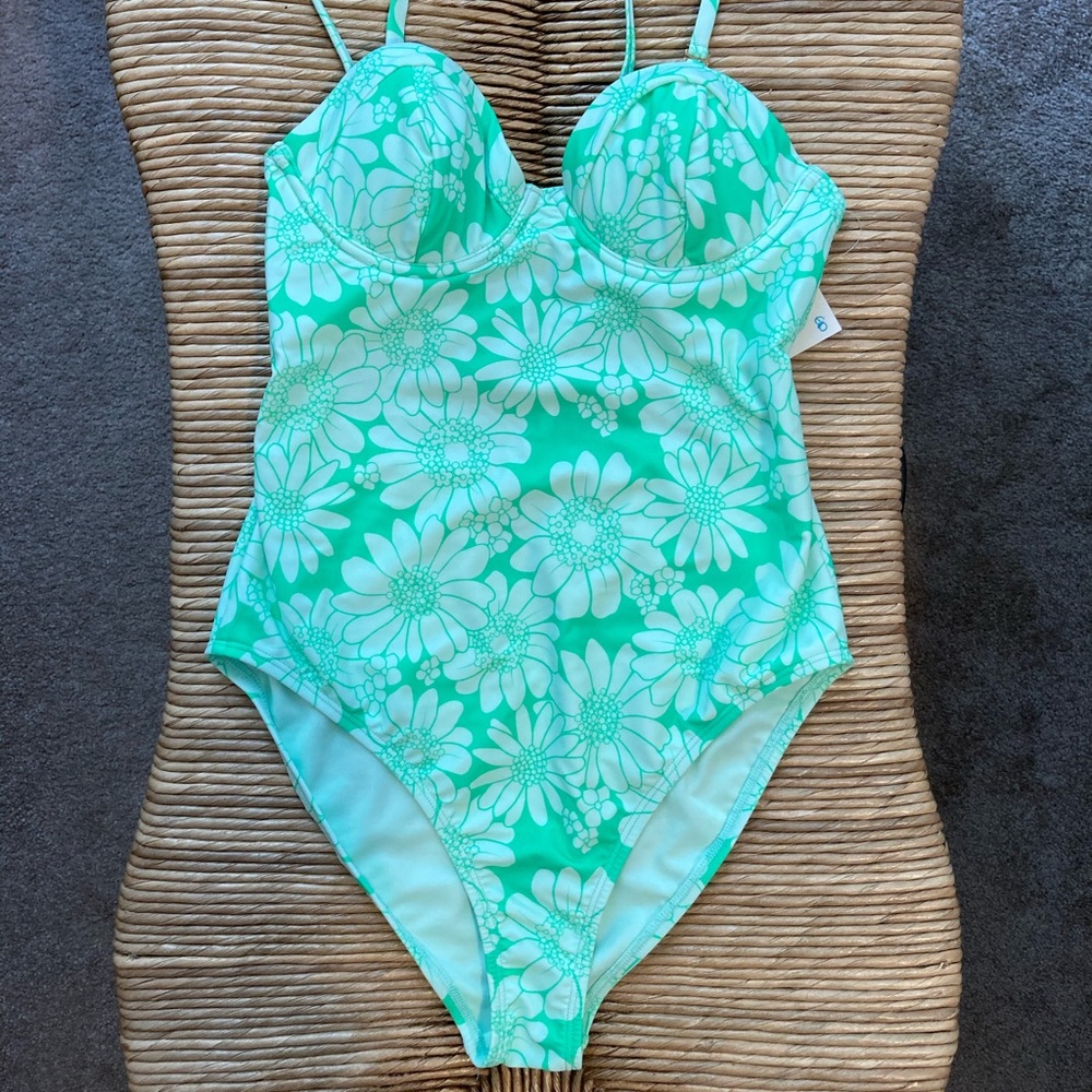California Sunshine 70’s Floral Print One-Piece Swimsuit